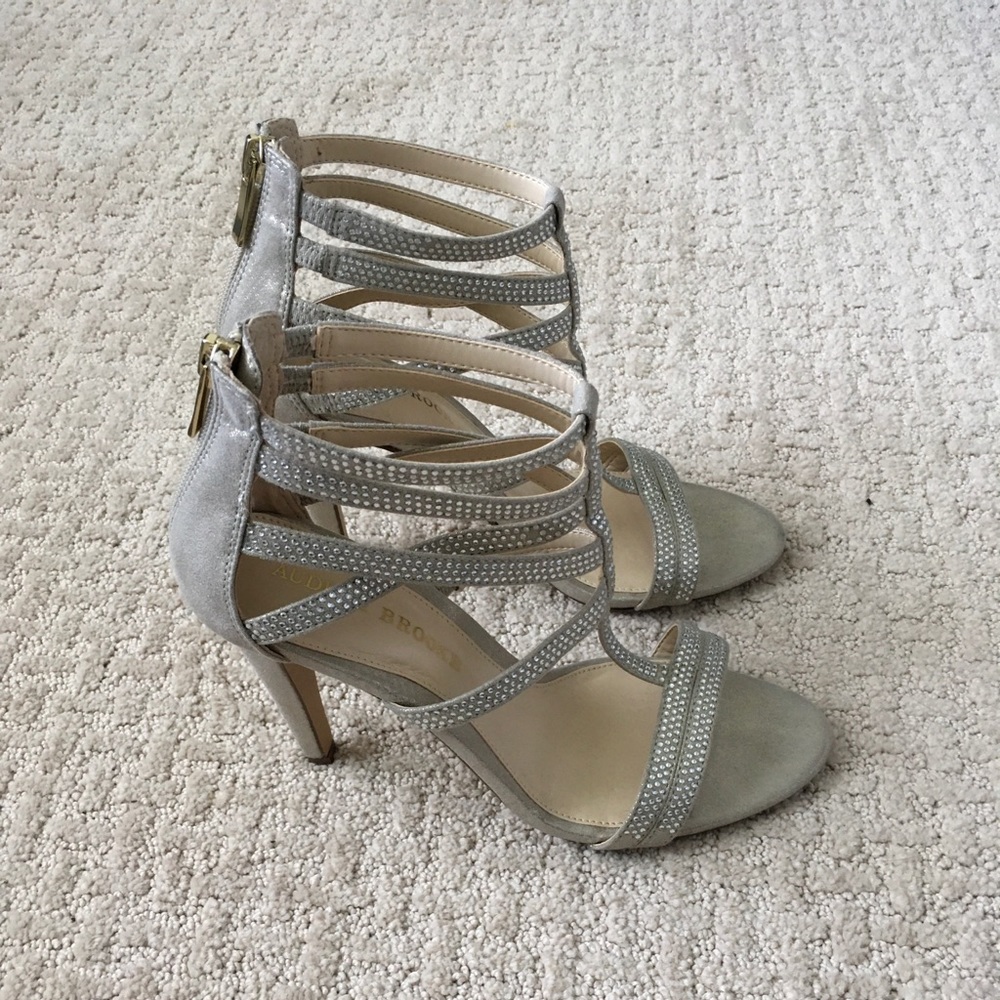 Audrey Brooke Tan Rhinestone Heels